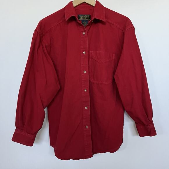 Vintage Eddie Bauer Men's Shirt 100% Cotton Red Size Small 00665 WPL 9647 - Picture 1 of 8